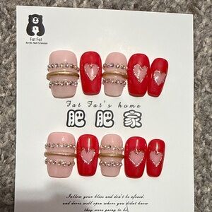 Fat Fat Red and Pink Acrylic Nail Set